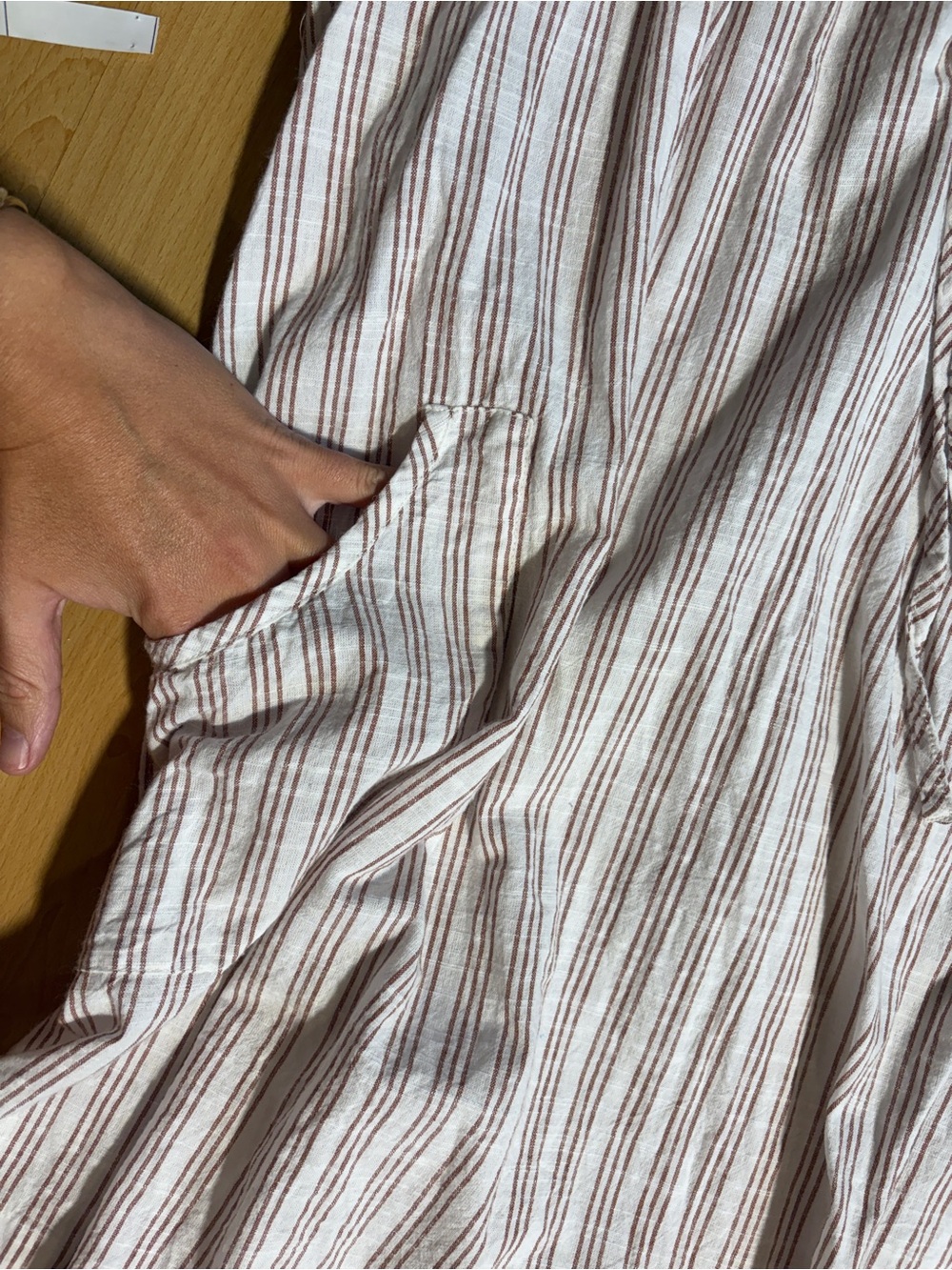 Daughters of India Poet Mini Dress in Vanilla with Rust Stripes Small - Picture 12 of 15